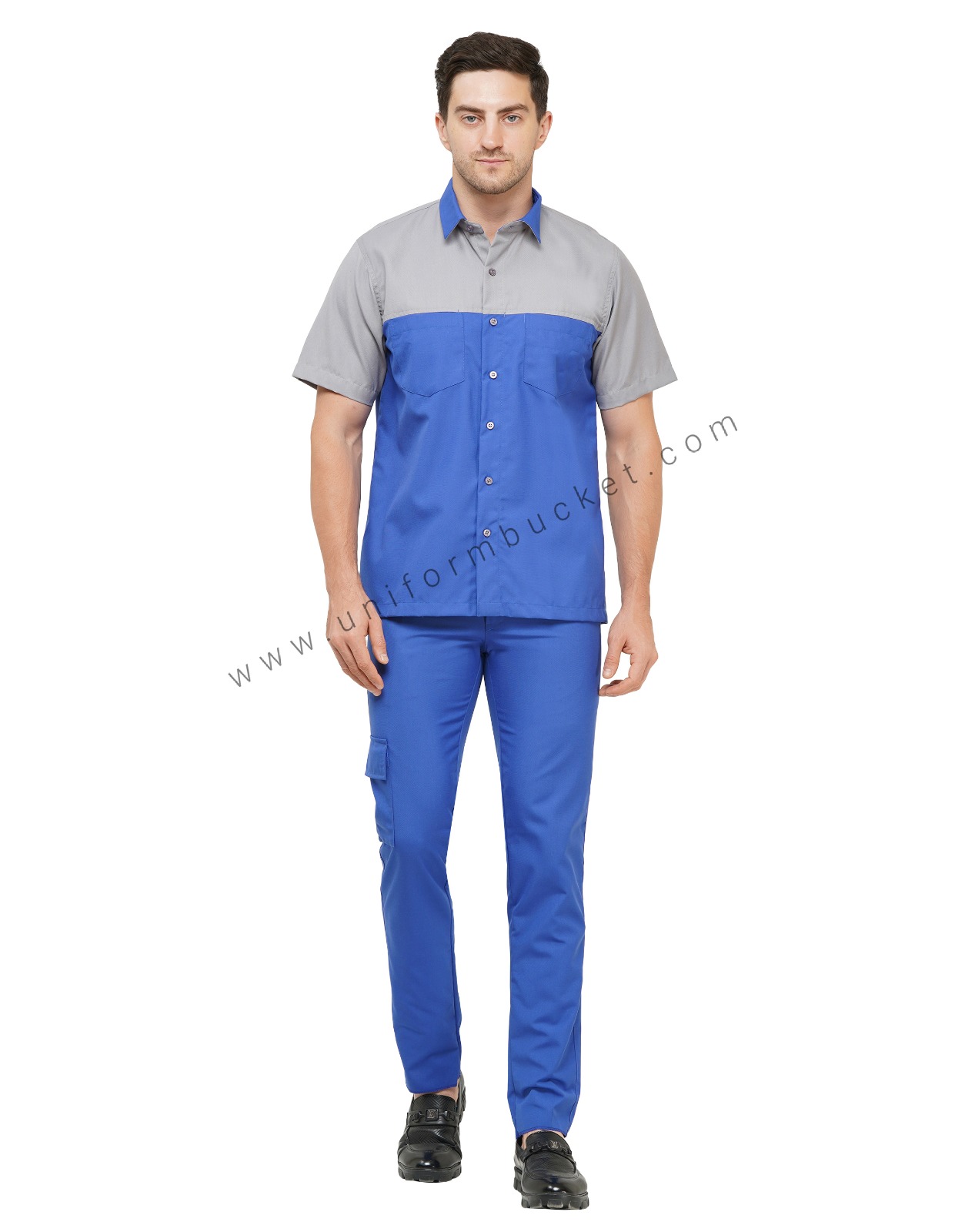 ROYAL BLUE DOTTED MALE SHIRT WITH DARK NAVY BLUE TRIM thumbnail 6